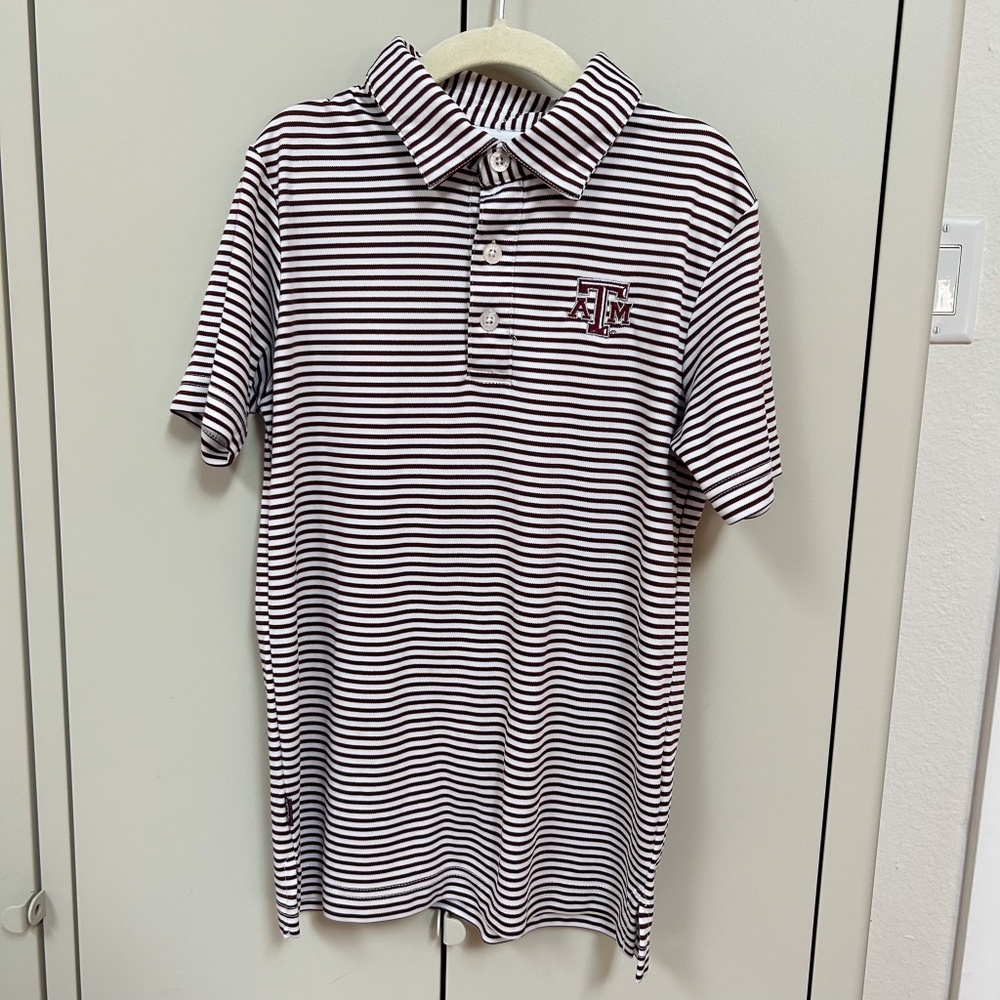 Garb Texas A&M Boys Polo - sz 5-6, sz S - striped, comfy